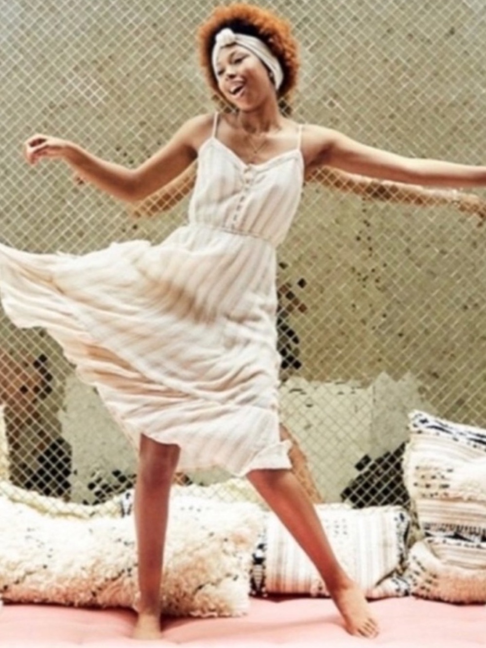 Aerie Striped Gauze Tiered Midi Dress Size M